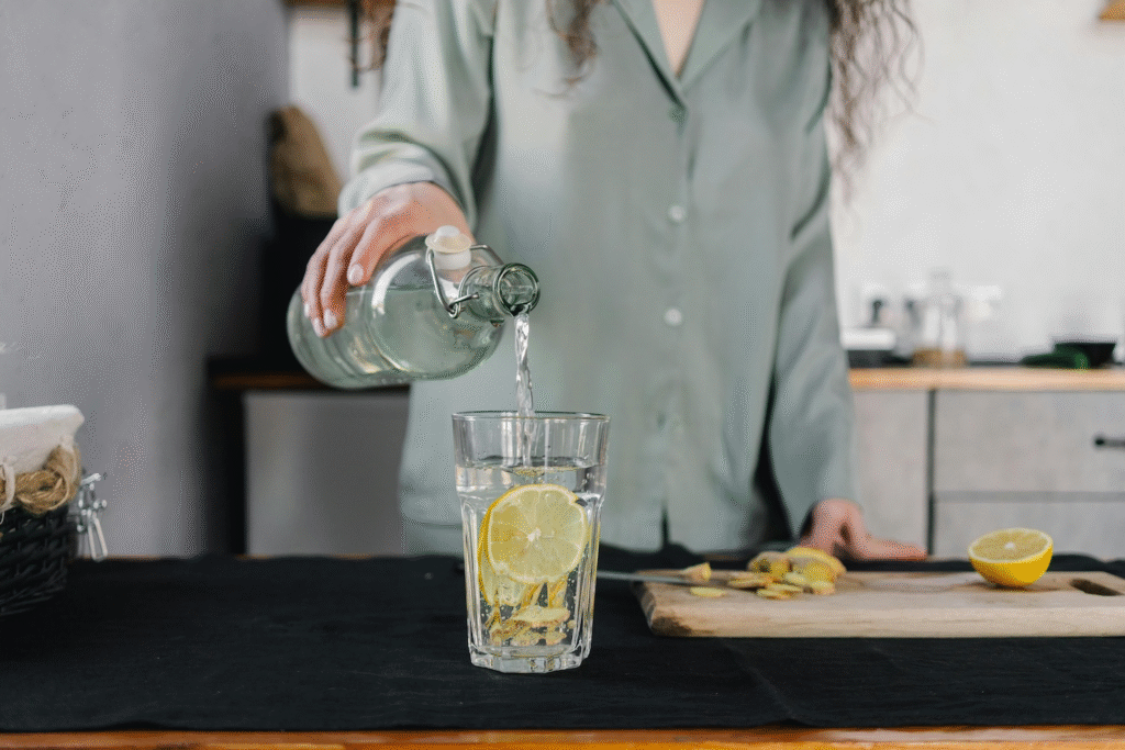 Woman Lemon Water